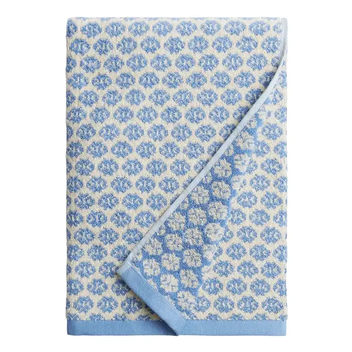 Aria Chambray Blue and Ivory Terry Bath Towel