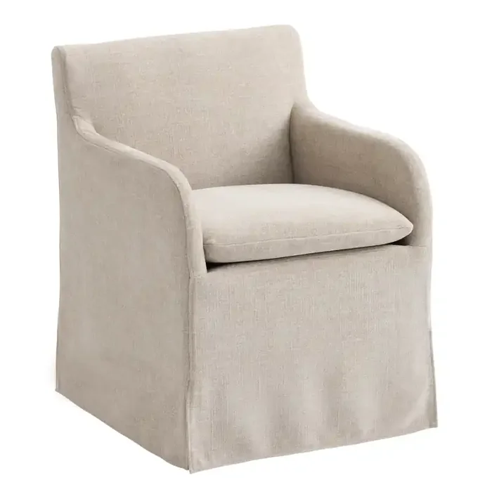 Arielle Textured Woven Upholstered Rolling Dining Chair