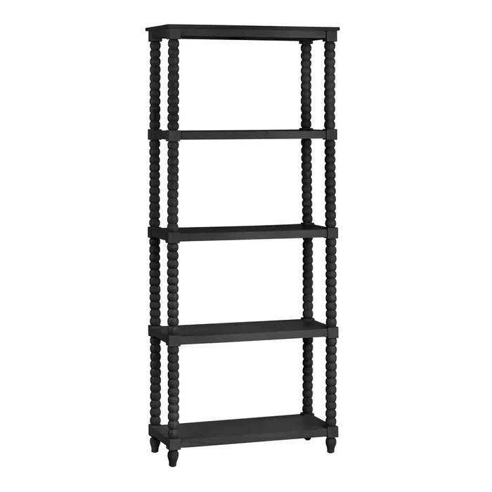 Ashbury Matte Black Wood Bobbin Bookshelf