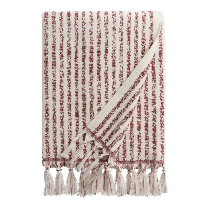 Ashlen Terracotta And White Stripe Terry Bath Towel