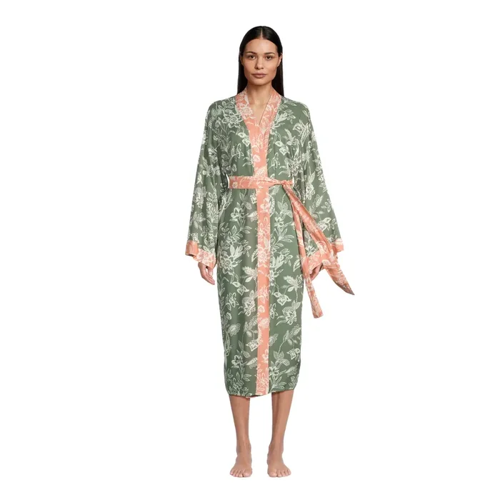 Aspen Green and White Floral Robe