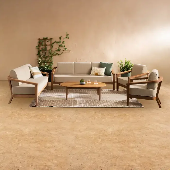 Atrani Natural Acacia Wood 5 Piece Outdoor Furniture Set