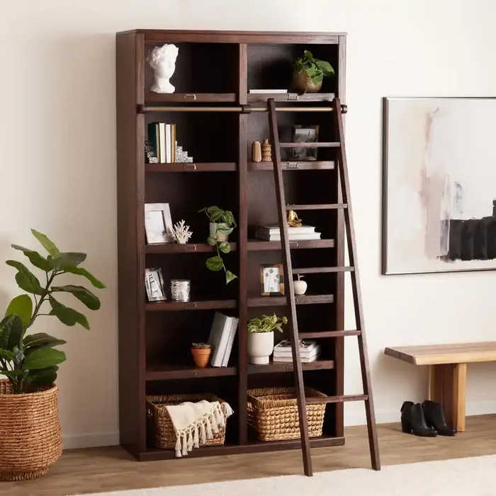 Augustus Roasted Cocoa Wood Library Shelving Collection