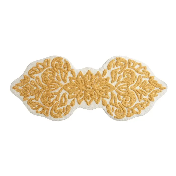 Aura Oversized Mustard And White Floral Bath Mat