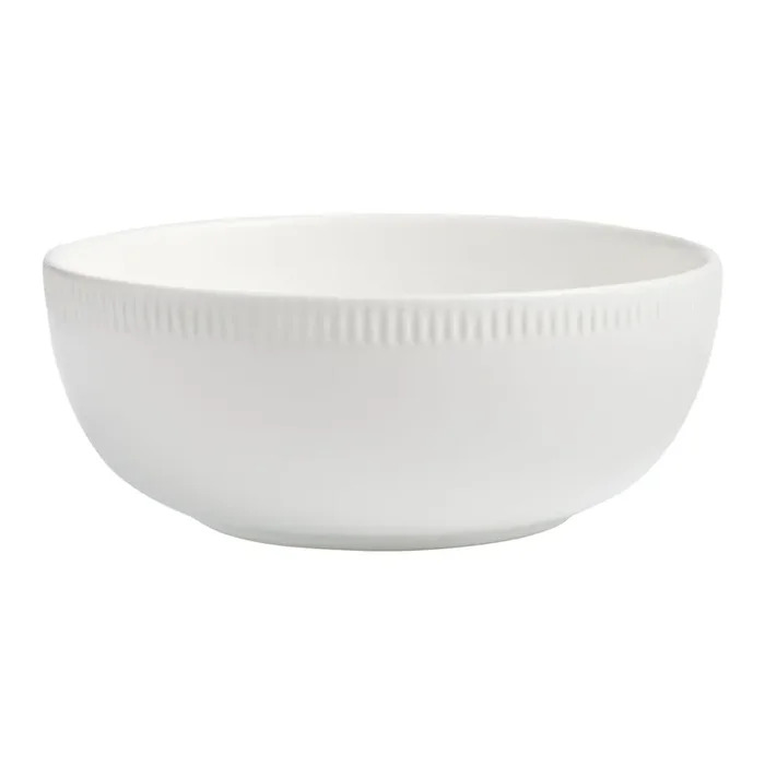 Aven White Ribbed Rim Serving Bowl