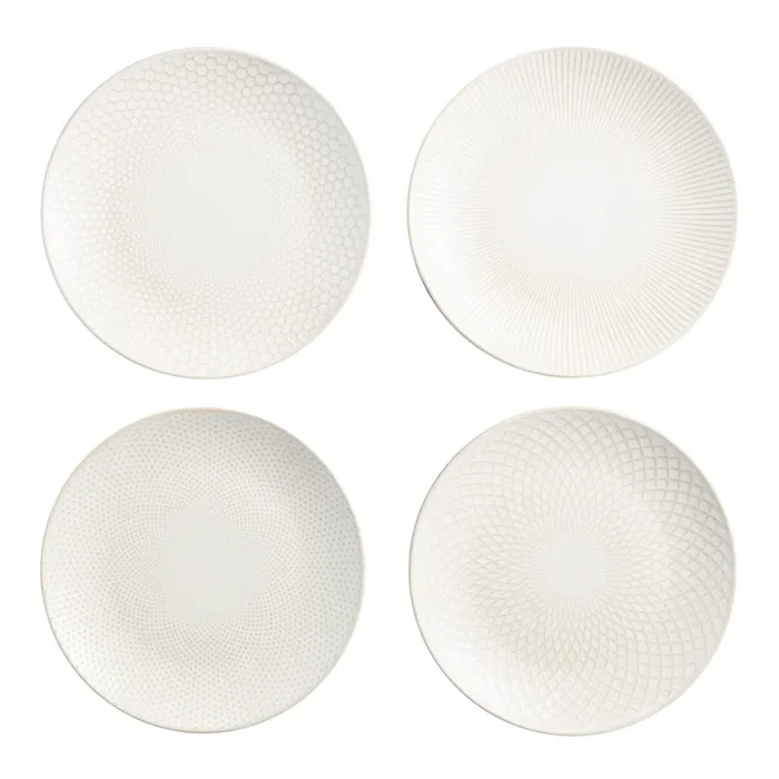 Avery White Textured Dinner Plate Set Of 4