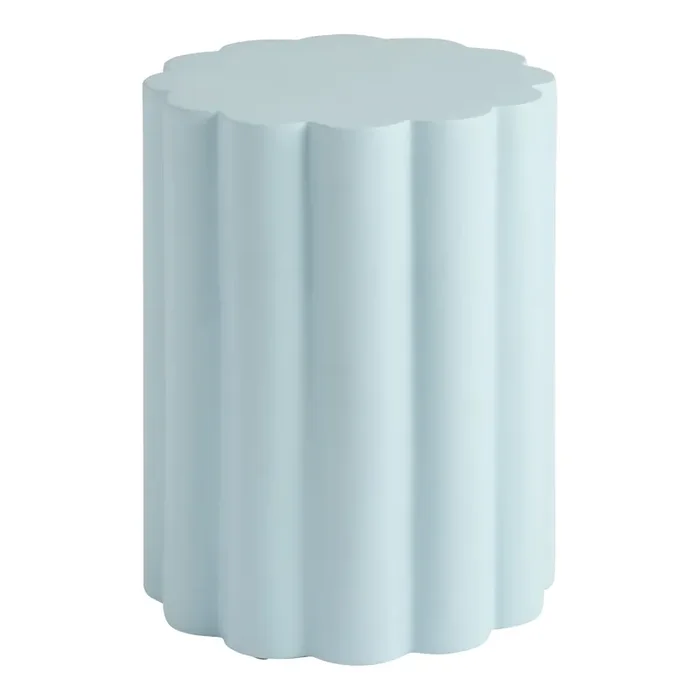 Azalea Blue Faux Stone Scalloped Flower Outdoor Side Table