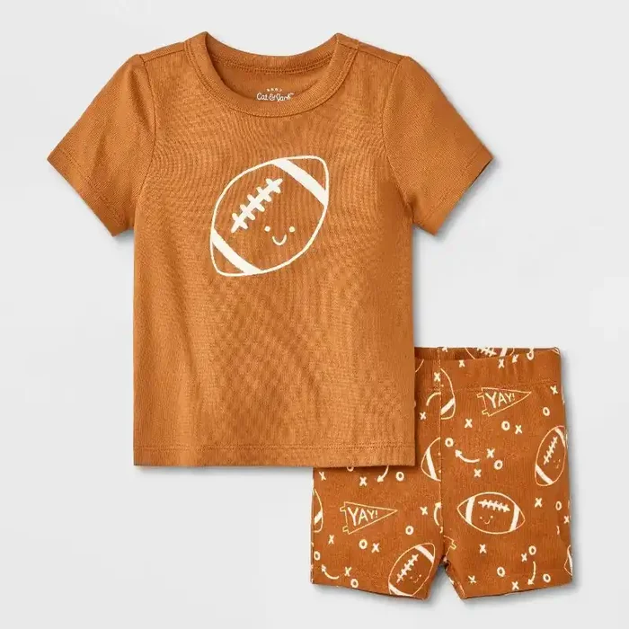 Baby 2pc Tiny Tailgator T-Shirt and Bloomer Set – Cat & Jack™ Brown 18M