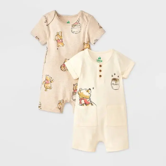 Baby 2pk Disney Winnie The Pooh Rompers – Light Yellow/Tan 12M