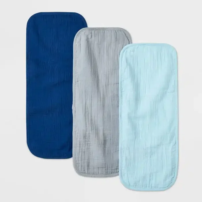 Baby 3pk Basic Muslin Burp Cloth – Cloud Island™ Blue Cotton, Newborn and Up, 19.5″ x 8.25″, Pack of 3