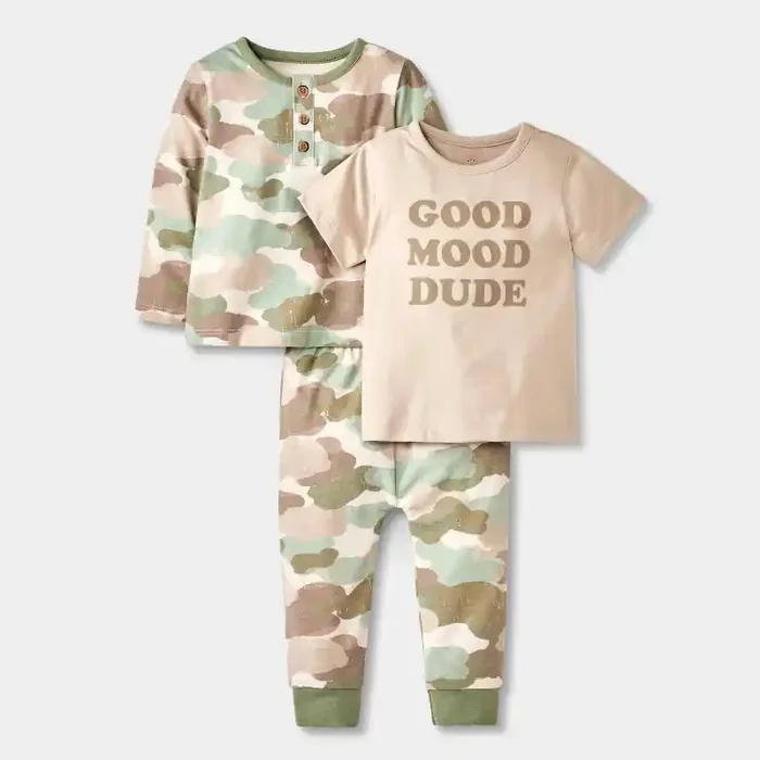 Baby Boys‘ Camo 3pc Top & Bottom Set – Cat & Jack™ Green 3-6M