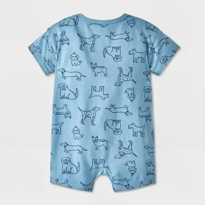 Baby Boys‘ Dogs Short Sleeve Romper – Cat & Jack™ Blue Newborn