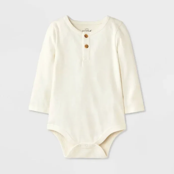 Baby Boys‘ Henley Bodysuit – Cat & Jack™ Cream 3-6M