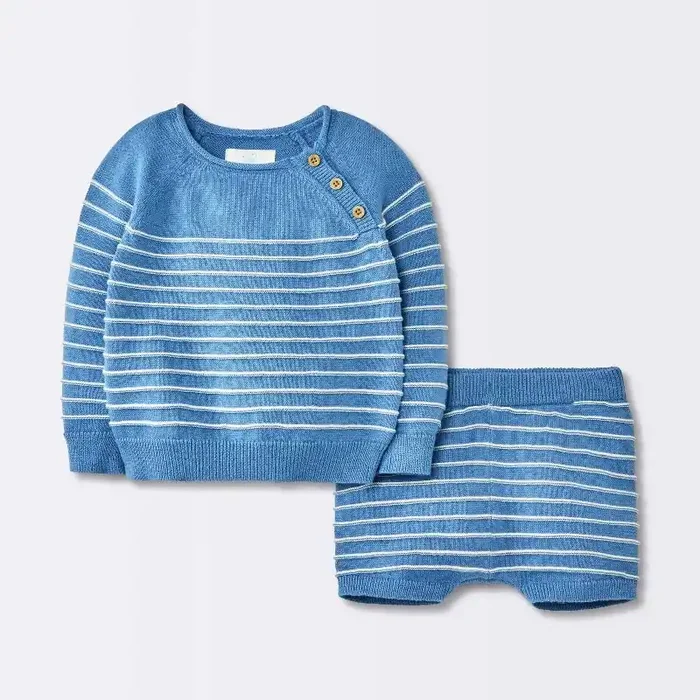 Baby Boys‘ Striped Sweater Set – Cloud Island™ Blue 6-9M
