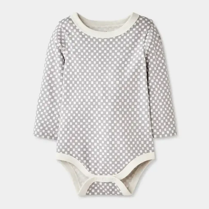 Baby Checkered Long Sleeve Bodysuit – Cat & Jack™ Gray 3-6M