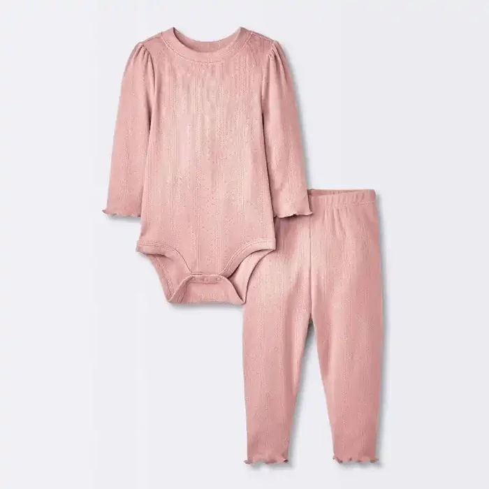 Baby Girls‘ 2pc Pointelle Set – Cloud Island™ Pink 3-6M