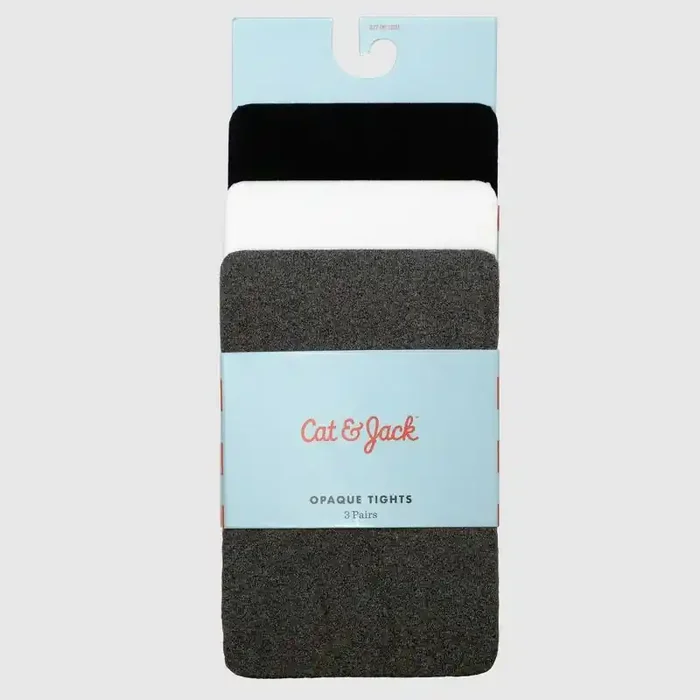 Baby Girls‘ 3pk Nylon Tights – Cat & Jack™ Navy/White/Gray 12-24M