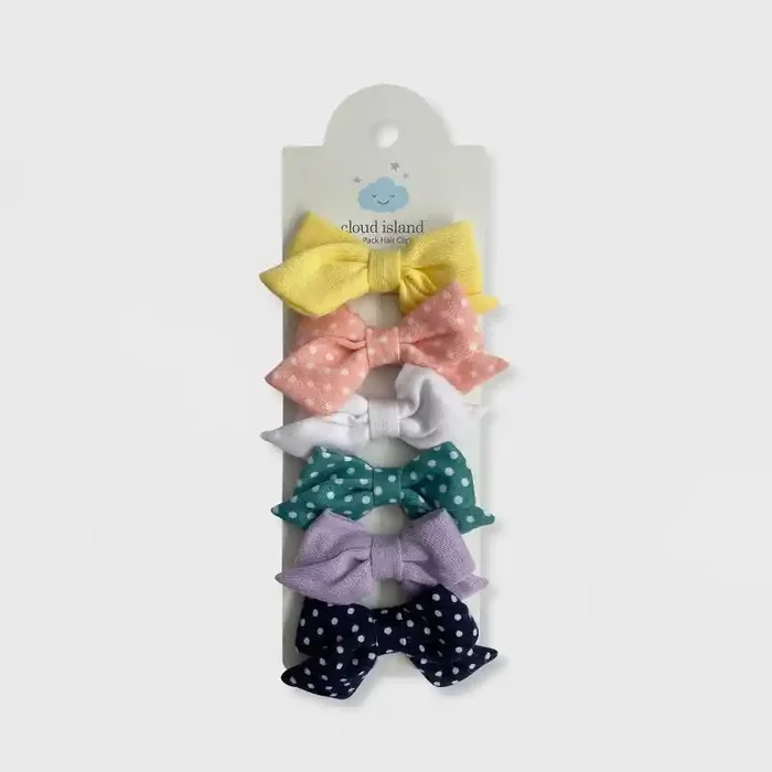Baby Girls‘ 6pk Polka Jersey Bow Hair Clips – Cloud Island™