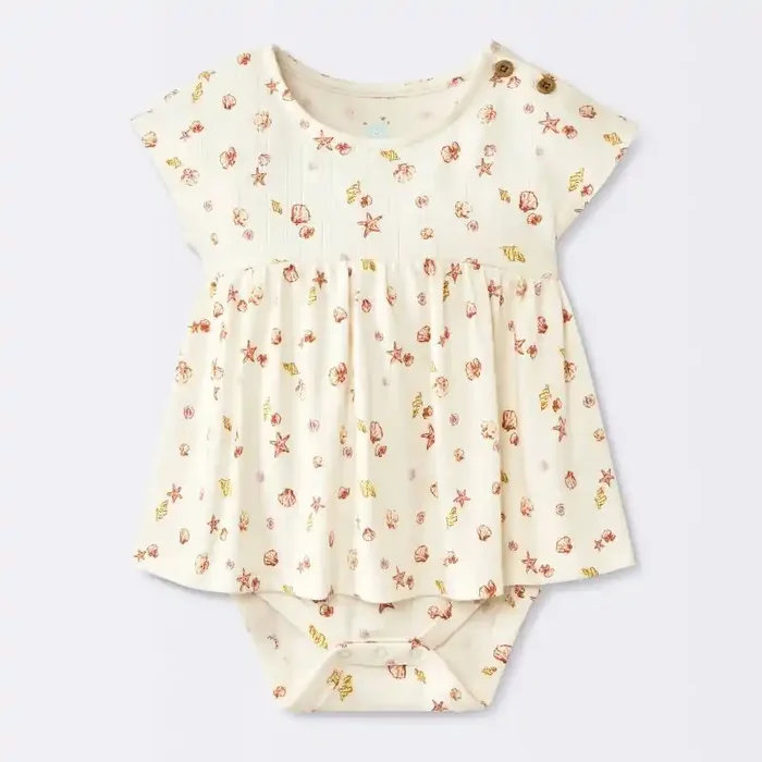 Baby Girls‘ Costal Ribbed Romper – Cloud Island™ White 3-6M