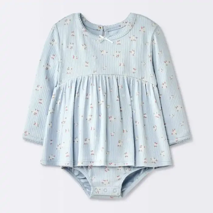 Baby Girls‘ Floral Skirted Bodysuit – Cloud Island™ Blue 18M