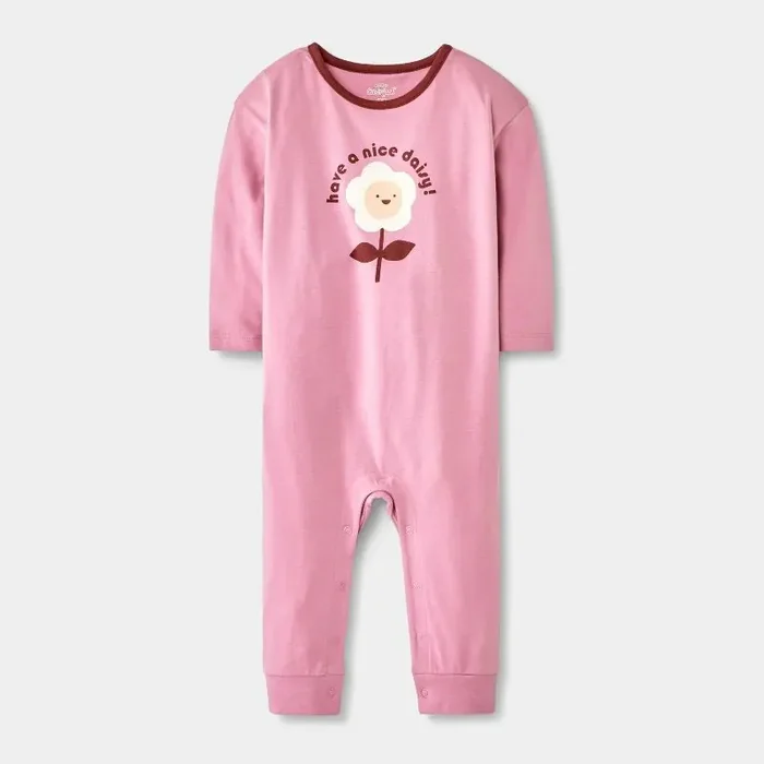 Baby Girls‘ Have A Nice Daisy Long Sleeve Romper – Cat & Jack™ Purple 6-9M