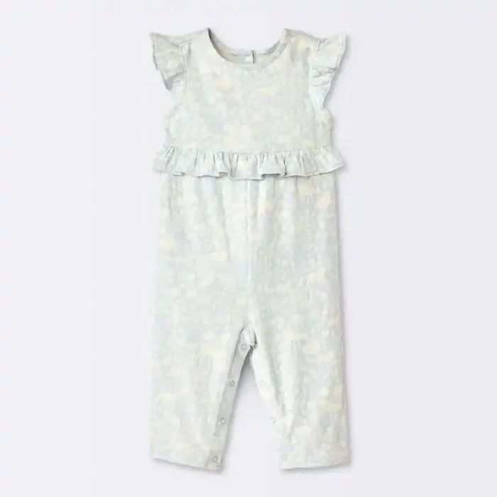 Baby Girls‘ Long Leg Floral Romper – Cloud Island™ Blue 12M