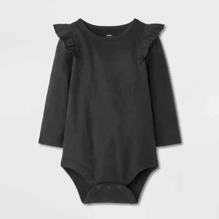 Baby Girls‘ Ruffle Bodysuit – Cat & Jack™ Black 6-9M