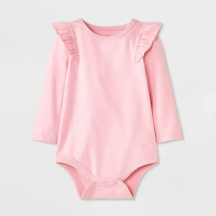 Baby Girls‘ Ruffle Bodysuit – Cat & Jack™ Pink 3-6M