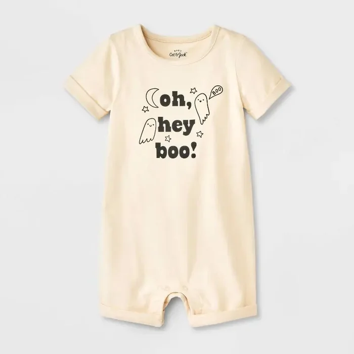 Baby Halloween Oh Hey Boo Short-Sleeve Romper – Cat & Jack™ Cream 18M