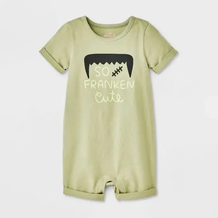 Baby Halloween So Franken Cute Short-Sleeve Romper – Cat & Jack™ Green 3-6M