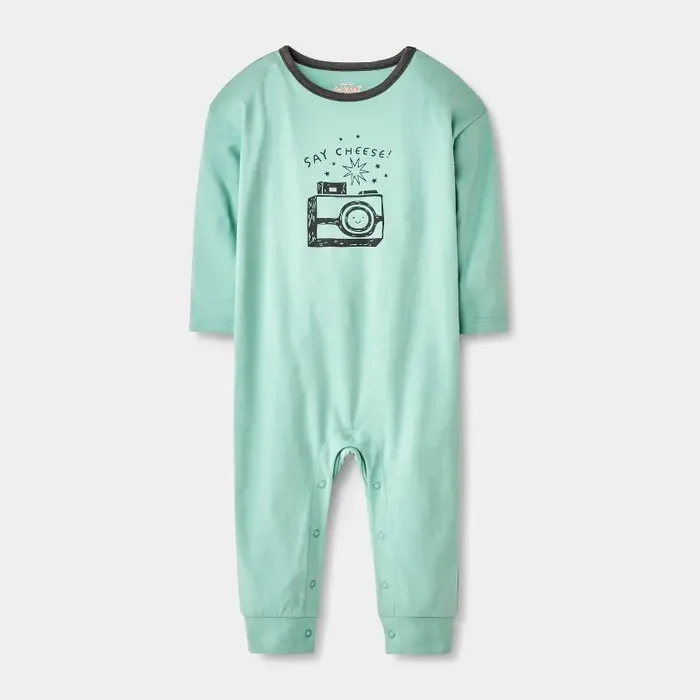 Baby Say Cheese Camera Long Sleeve Romper – Cat & Jack™ Blue 12M