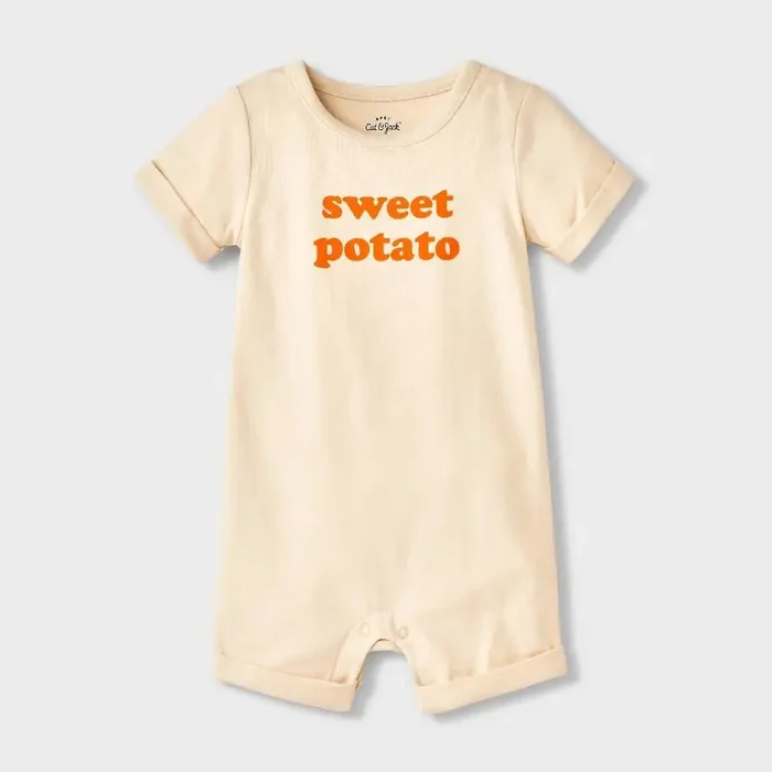 Baby Sweet Potato Short Sleeve Romper – Cat & Jack™ Cream 18M