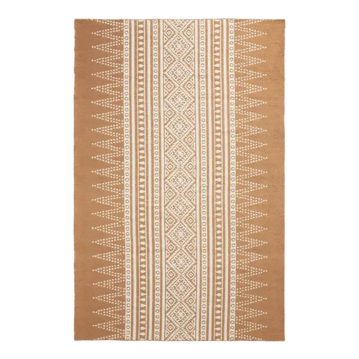 Bali Terracotta and White Ikat Reversible Indoor Outdoor Rug
