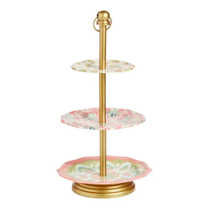 Bali Tropics Gold Metal 3 Tier Jewelry Stand