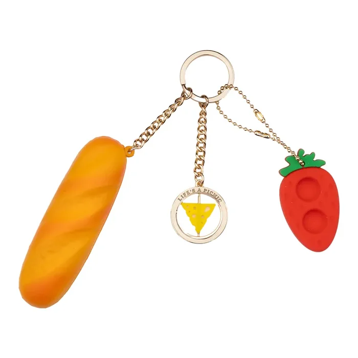 Ban.do Strawberry, Baguette and Cheese Fidget Keychain