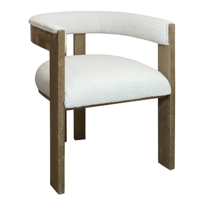 Banjar Curved Down Filled Linen Upholstered Dining Chair