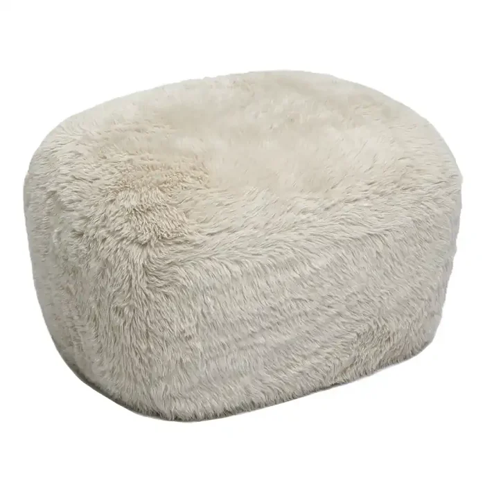 Barker Natural Faux Shearling Ottoman
