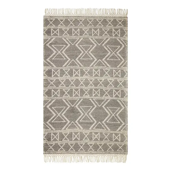 Barret Black and Ivory Moroccan Style Sweater Wool Area Rug