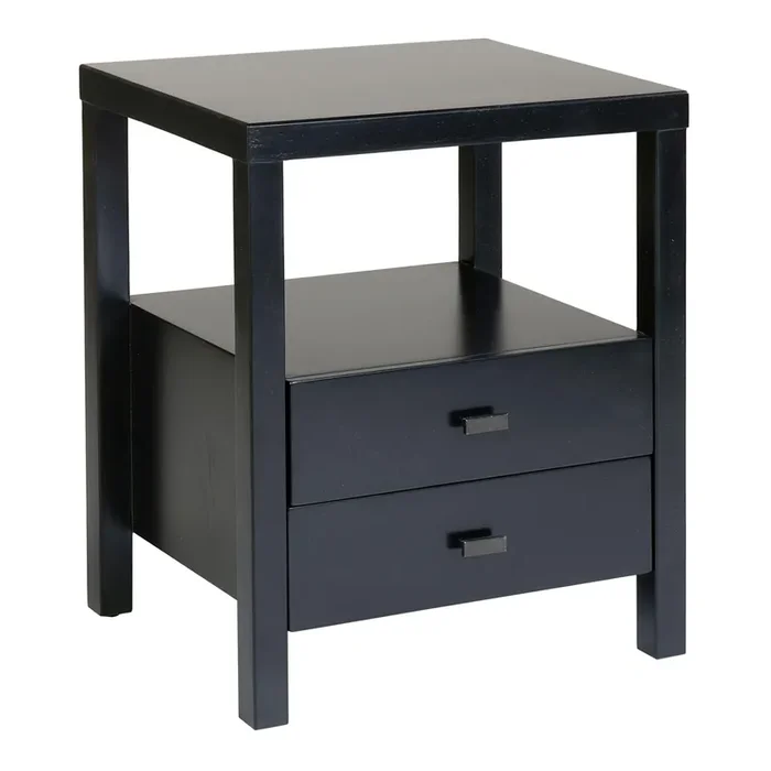 Basuel Monochromatic Wood Nightstand with Drawers