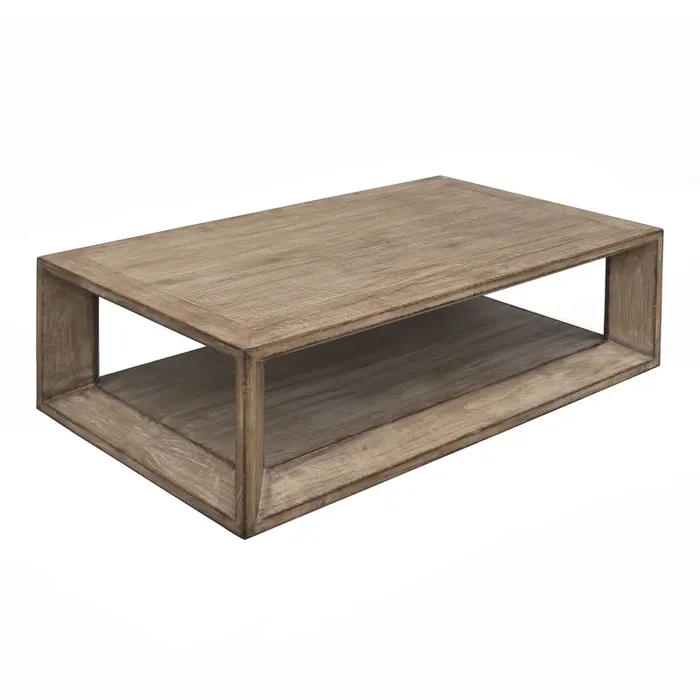 Bate Natural Reclaimed Pine Wood Coffee Table with Shelf