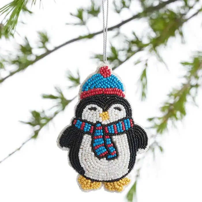 Beaded Fabric Penguin Ornament