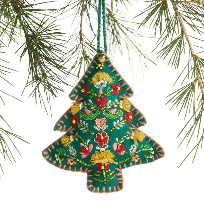 Beaded Wool Folkloric Tree Ornament