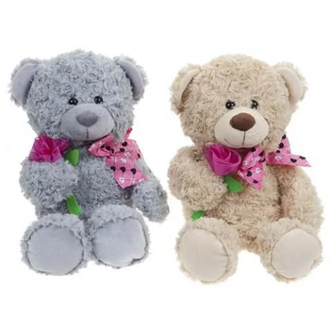 Bear with Pink Rose & Bow 17″