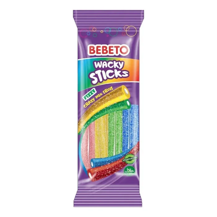 Bebeto Wacky Sticks Fizzy Rainbow Pencils 160g – Case of 24