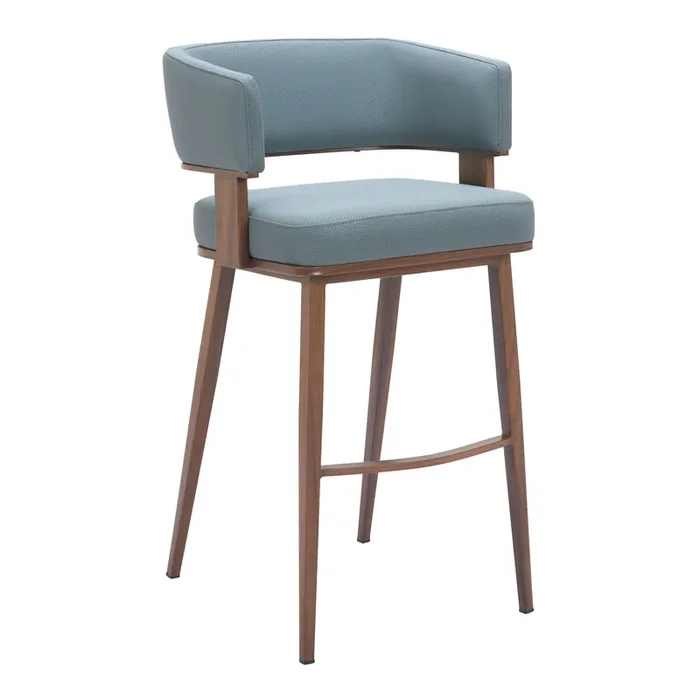 Bedmore Blue Faux Leather Upholstered Barstool 2 Piece Set