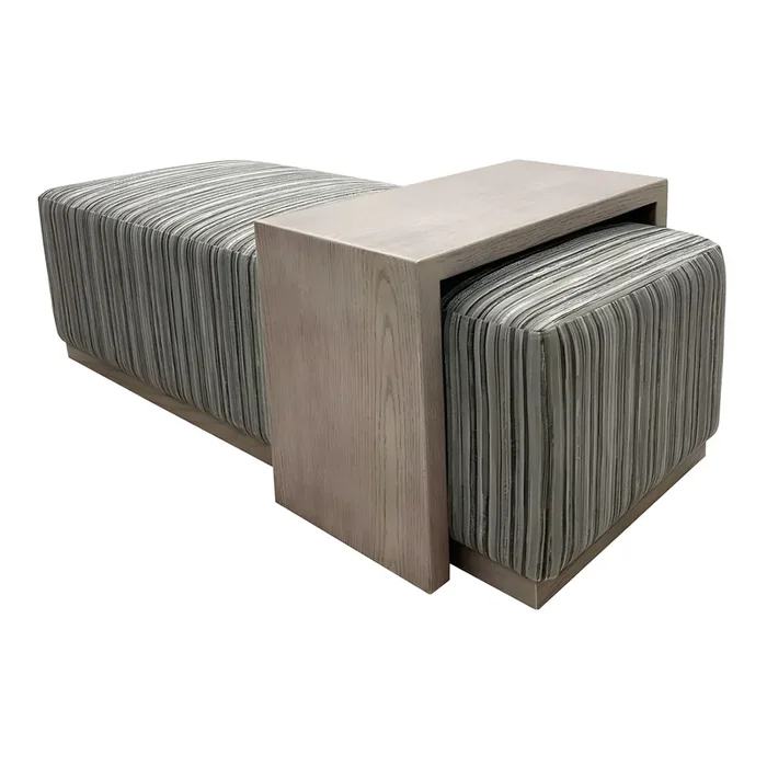 Beechen Upholstered Bench with Rolling Oak Wood Table