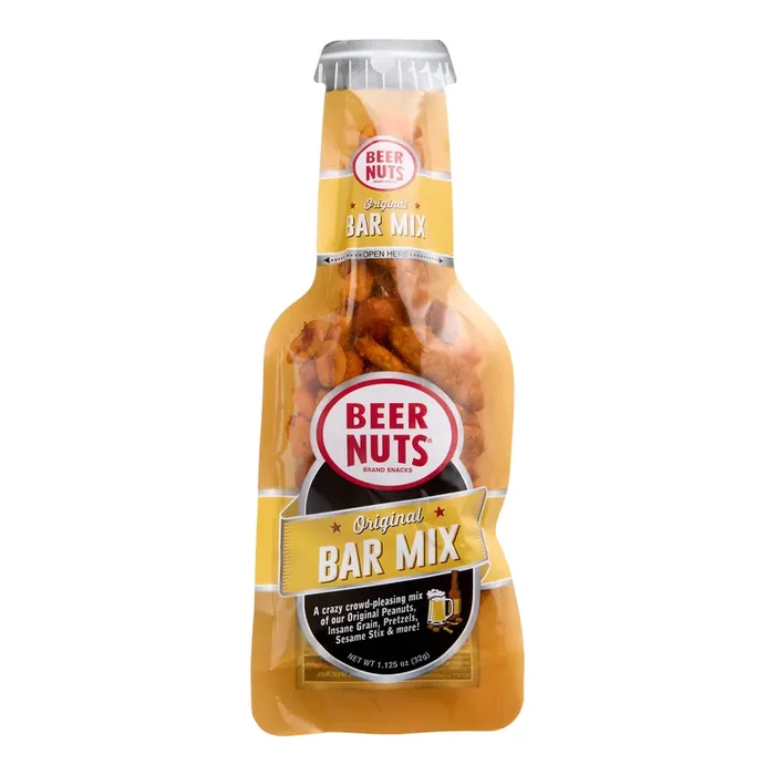 Beer Nuts Original Bar Mix Bottle Shaped Bag Caddy 12 Pack