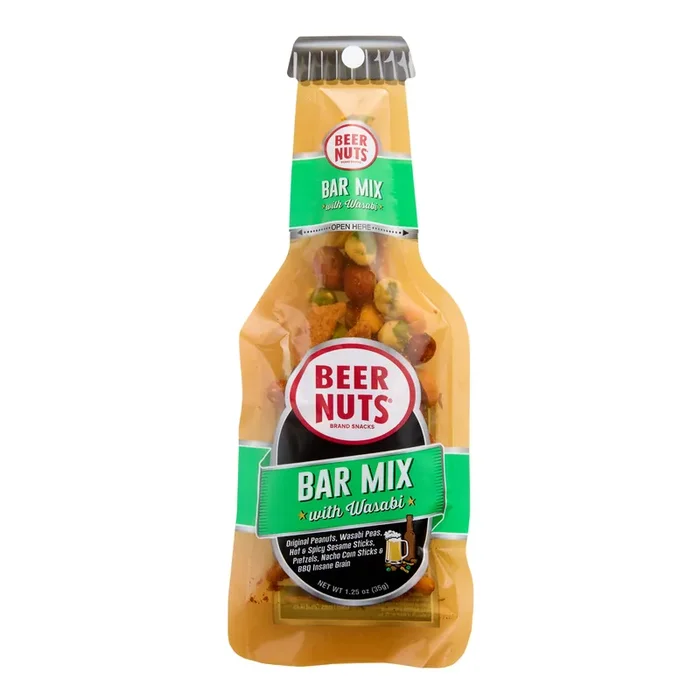 Beer Nuts Wasabi Bar Mix Bottle Shaped Bag Caddy 12 Pack