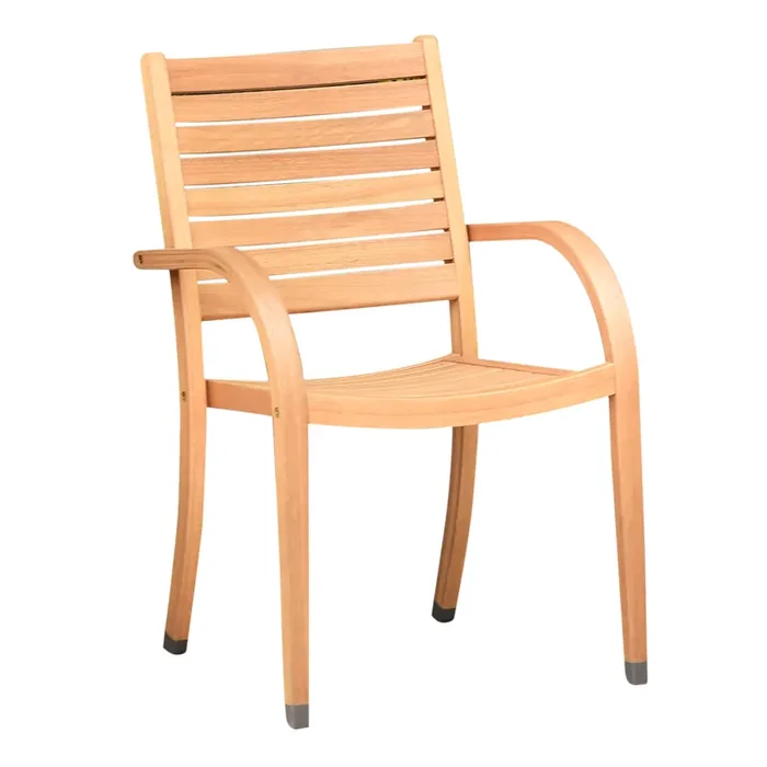 Belleze Eucalyptus Outdoor Stacking Dining Armchair Set Of 4