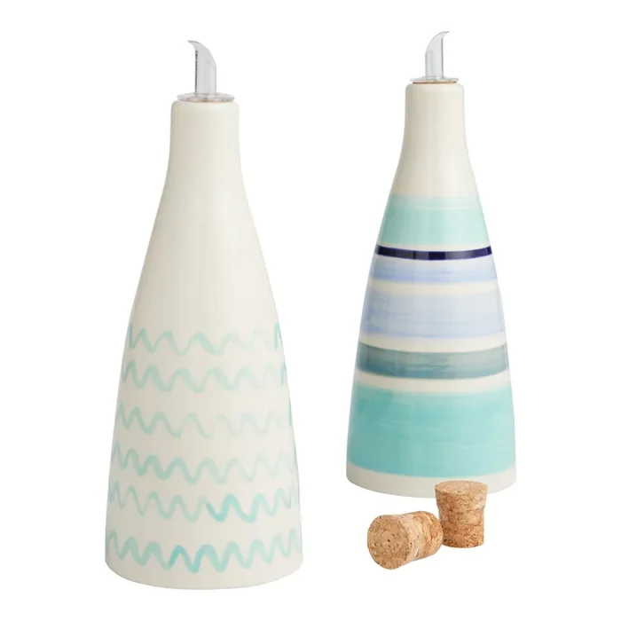 BeneOliva Extra Virgin Olive Oil in Painted Bottles Set of 2